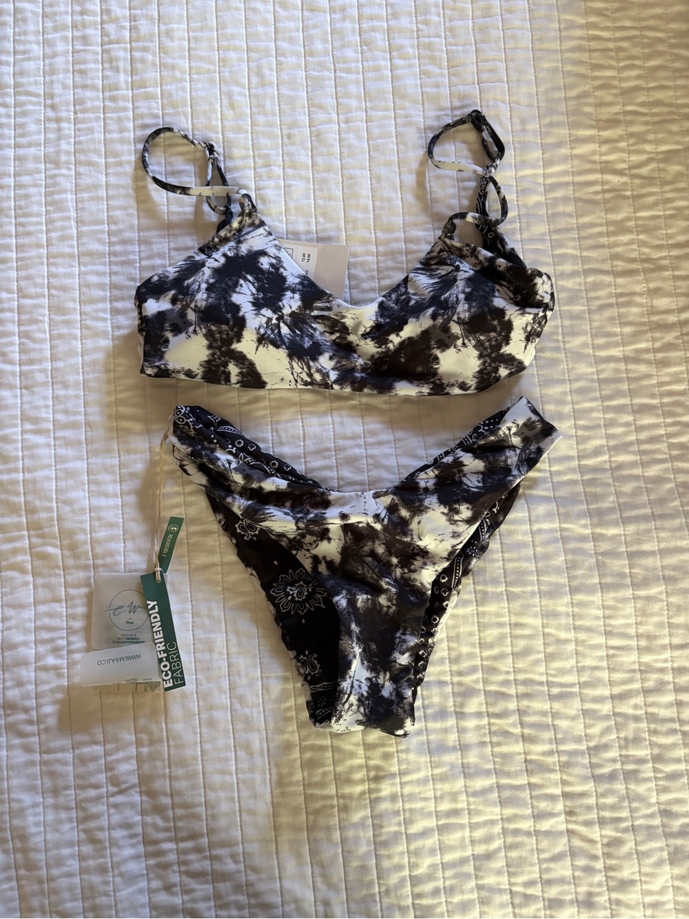Maaji Ebony Black Lanai Bikini Top and Bottom NWT